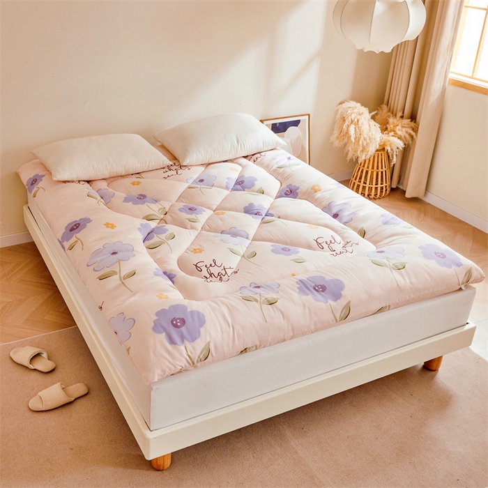 91家纺网 家纺一手货源 找家纺 富威堡家纺 2025新款植物羊绒棉花床垫 初夏-紫