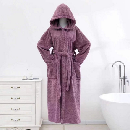 91家纺网 家纺一手货源 找家纺 （总）双梦毛巾 2024新款成人长款浴袍秋冬加厚睡袍情侣款珊瑚绒浴衣家居服跨境批发代发(两条起批）