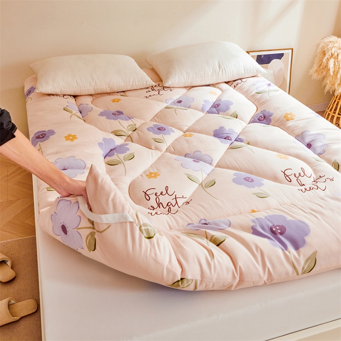 91家纺网 家纺一手货源 找家纺 富威堡家纺 2025新款植物羊绒棉花床垫 初夏-紫