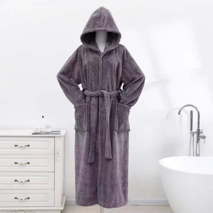 91家纺网 家纺一手货源 找家纺 （总）双梦毛巾 2024新款成人长款浴袍秋冬加厚睡袍情侣款珊瑚绒浴衣家居服跨境批发代发(两条起批）
