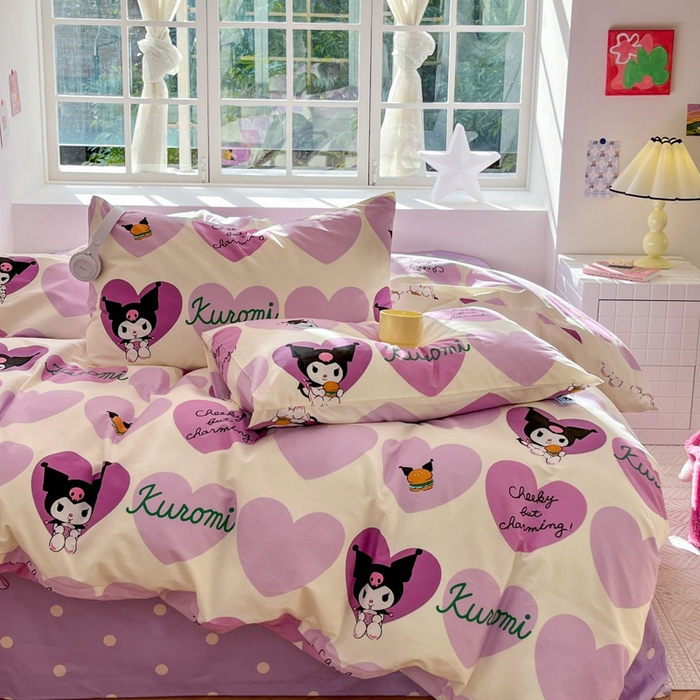 91家纺网 家纺一手货源 找家纺 怡家居 2024新品春款全棉印花四件套第一批花色-卡通类 爱心库洛米