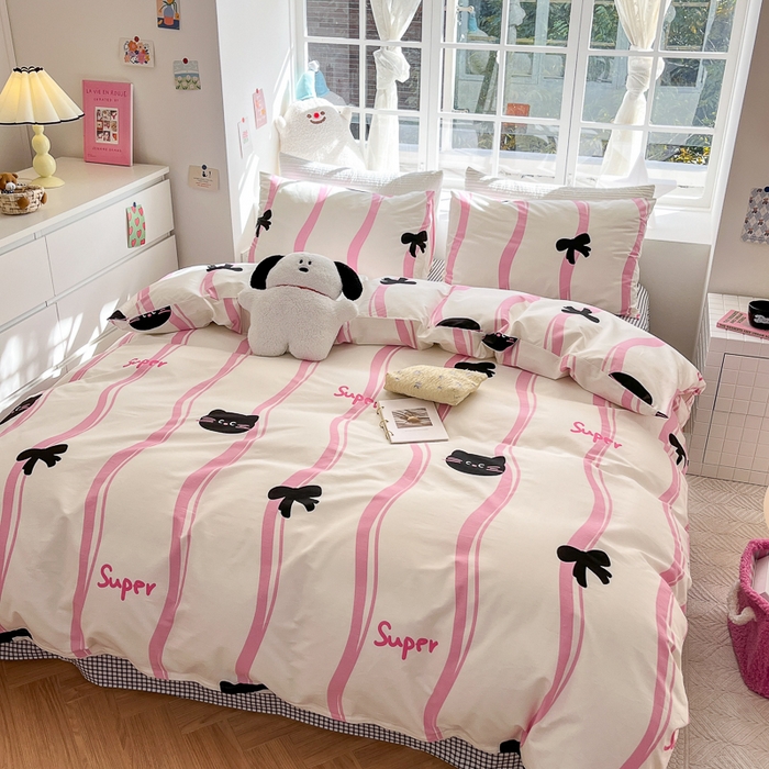 91家纺网 家纺一手货源 找家纺 怡家居 2024新品春款全棉印花四件套第一批花色-卡通类 喵酱