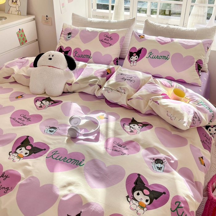 91家纺网 家纺一手货源 找家纺 怡家居 2024新品春款全棉印花四件套第一批花色-卡通类 爱心库洛米