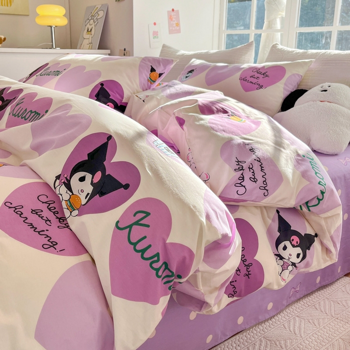 91家纺网 家纺一手货源 找家纺 怡家居 2024新品春款全棉印花四件套第一批花色-卡通类 爱心库洛米