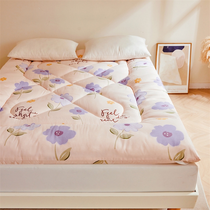 91家纺网 家纺一手货源 找家纺 富威堡家纺 2025新款植物羊绒棉花床垫 初夏-紫