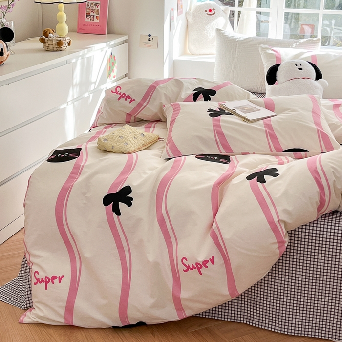 91家纺网 家纺一手货源 找家纺 怡家居 2024新品春款全棉印花四件套第一批花色-卡通类 喵酱