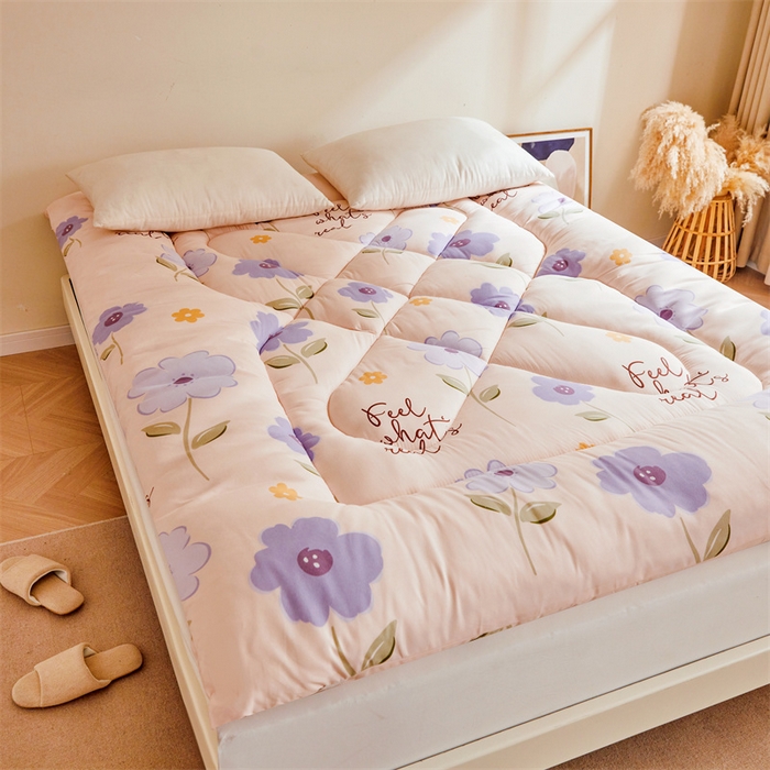 91家纺网 家纺一手货源 找家纺 富威堡家纺 2025新款植物羊绒棉花床垫 初夏-紫