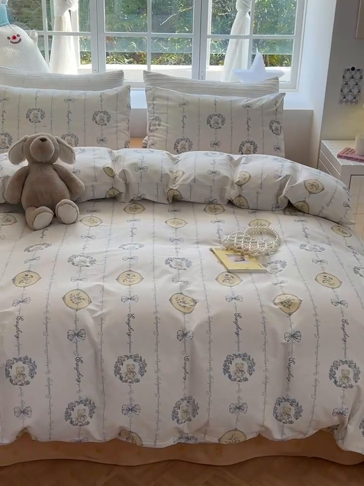 91家纺网 家纺一手货源 找家纺 怡家居 2024新品春款全棉印花四件套第一批花色-卡通类 快乐旅行