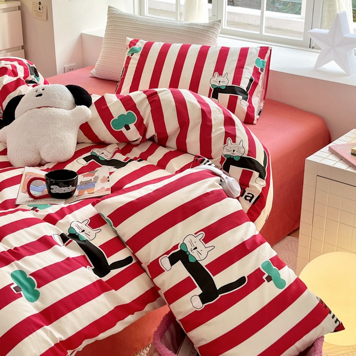 91家纺网 家纺一手货源 找家纺 怡家居 2024新品春款全棉印花四件套第一批花色-卡通类 小黑猫