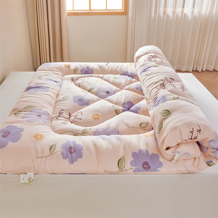 91家纺网 家纺一手货源 找家纺 富威堡家纺 2025新款植物羊绒棉花床垫 初夏-紫