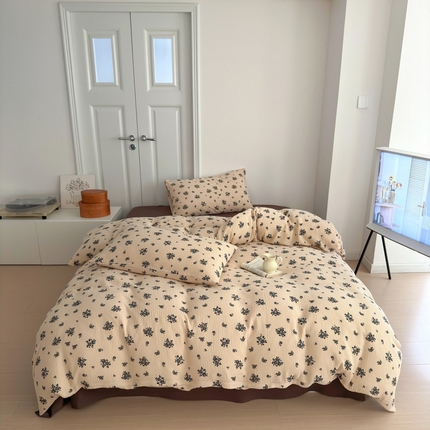 91家纺网 家纺一手货源 找家纺 （总）山舍家居 2024新款全棉双层纱印花系列四件套