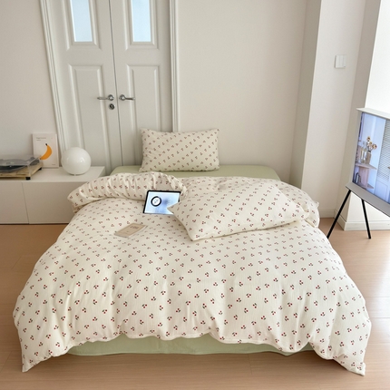 91家纺网 家纺一手货源 找家纺 （总）山舍家居 2024新款全棉双层纱印花系列四件套