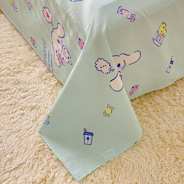 91家纺网 家纺一手货源 找家纺 金丝鸟家纺 2024新款全棉三丽鸥系列床单 甜品狗