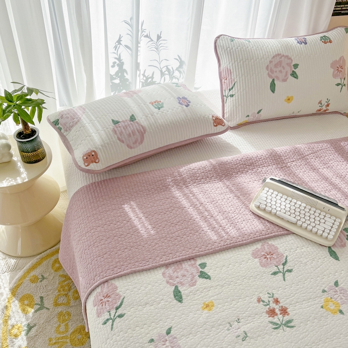 91家纺网 家纺一手货源 找家纺 茉夕家纺 2024新款纯棉斜纹13372双面纯棉床盖 朝花夕拾