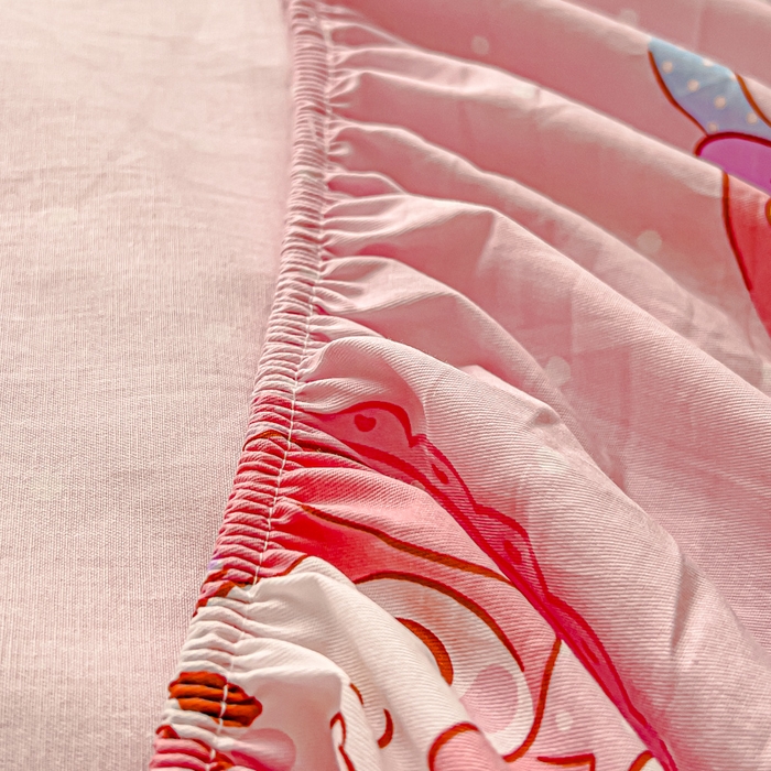 91家纺网 家纺一手货源 找家纺 金丝鸟家纺 2024新款全棉三丽鸥系列床笠 糖果兔