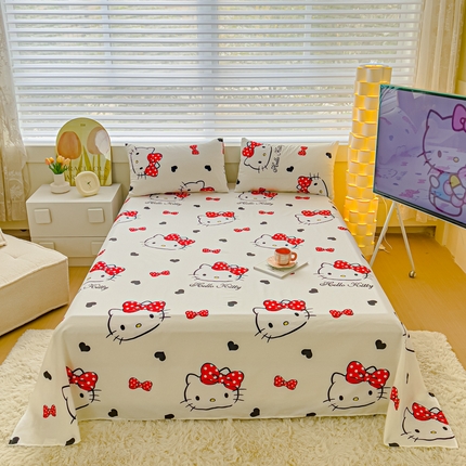 金丝鸟家纺 2024新款全棉三丽鸥系列床单 大脸kt