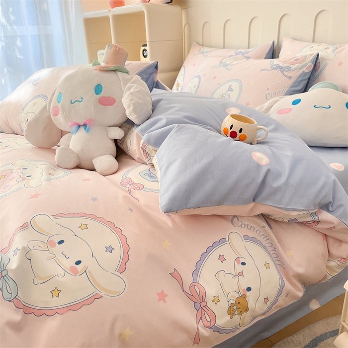 91家纺网 家纺一手货源 找家纺 呗旺鹿 2024新款三丽鸥系列全棉四件套 甜品派对