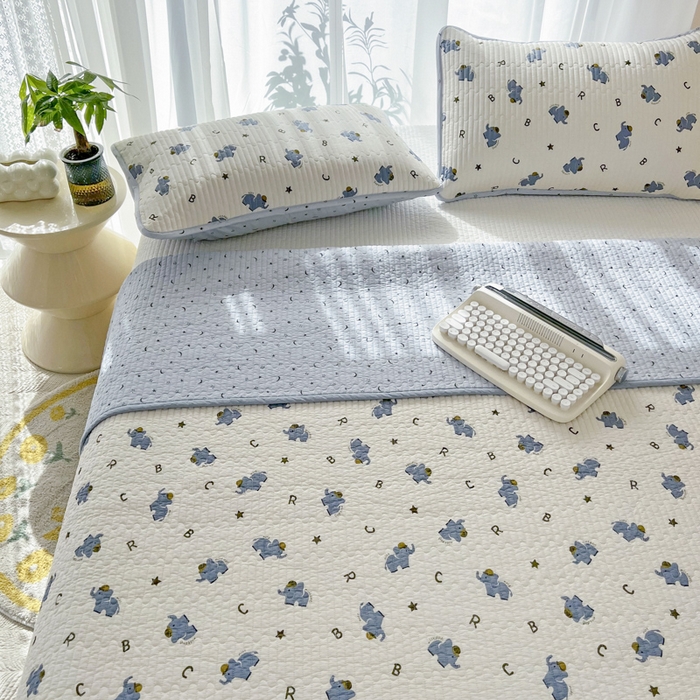 91家纺网 家纺一手货源 找家纺 茉夕家纺 2024新款纯棉斜纹13372双面纯棉床盖 蓝象北鼻