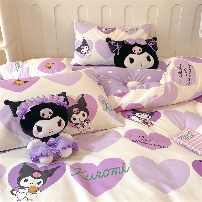 91家纺网 家纺一手货源 找家纺 呗旺鹿 2024新款三丽鸥系列全棉四件套 贪吃库洛米