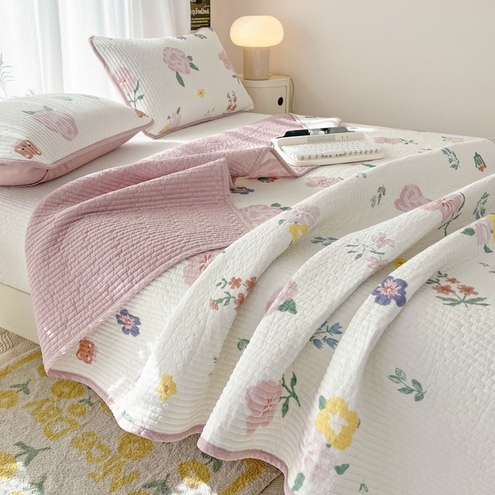 91家纺网 家纺一手货源 找家纺 茉夕家纺 2024新款纯棉斜纹13372双面纯棉床盖 朝花夕拾