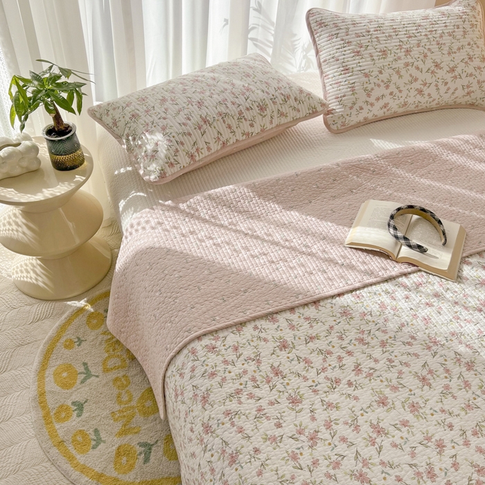 91家纺网 家纺一手货源 找家纺 茉夕家纺 2024新款纯棉斜纹13372双面纯棉床盖 浪漫花丛