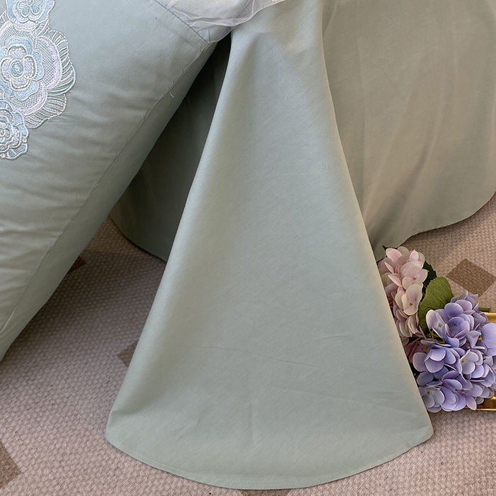 91家纺网 家纺一手货源 找家纺 欧冠家纺 2024新款全棉蕾丝珍珠网纱四件套 丽丽贝尔系列 青柠抹茶