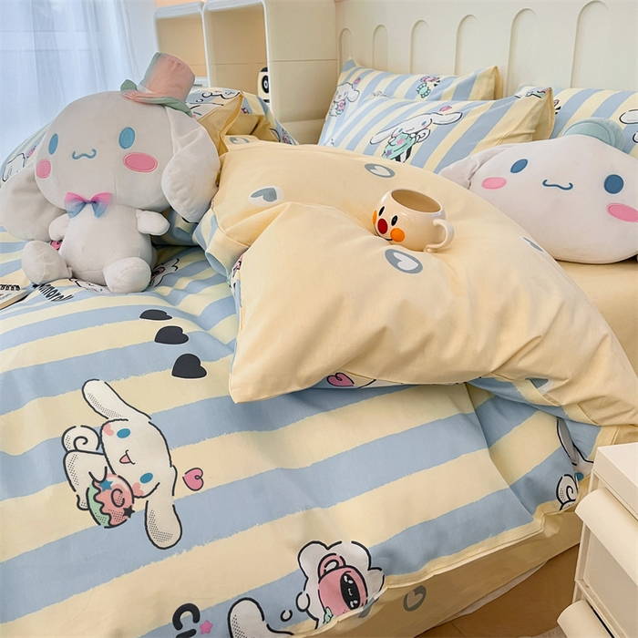 91家纺网 家纺一手货源 找家纺 呗旺鹿 2024新款三丽鸥系列全棉四件套 甜品玉桂狗