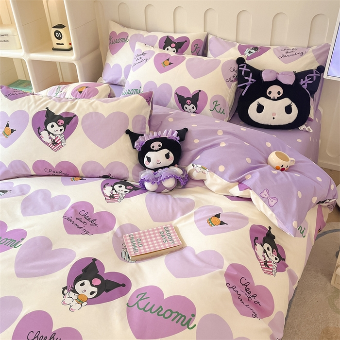 91家纺网 家纺一手货源 找家纺 呗旺鹿 2024新款三丽鸥系列全棉四件套 贪吃库洛米