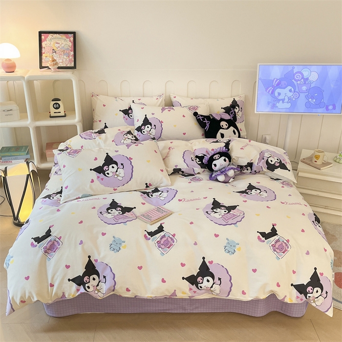 91家纺网 家纺一手货源 找家纺 呗旺鹿 2024新款三丽鸥系列全棉四件套 魔法库洛米