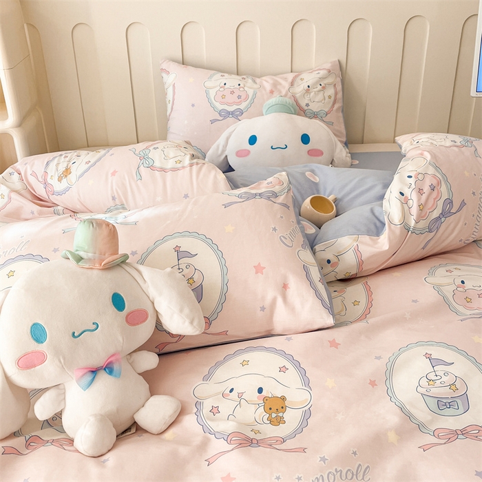 91家纺网 家纺一手货源 找家纺 呗旺鹿 2024新款三丽鸥系列全棉四件套 甜品派对