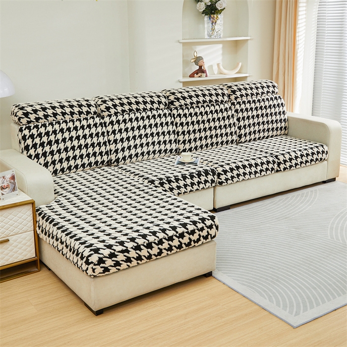 91家纺网 家纺一手货源 找家纺 （总）逐日沙发套  2024新款舒棉绒千鸟格系列 沙发笠