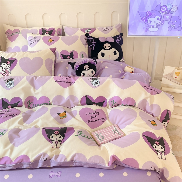 91家纺网 家纺一手货源 找家纺 呗旺鹿 2024新款三丽鸥系列全棉四件套 贪吃库洛米