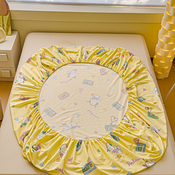 91家纺网 家纺一手货源 找家纺 金丝鸟家纺 2024新款全棉三丽鸥系列床笠 音乐帕恰狗