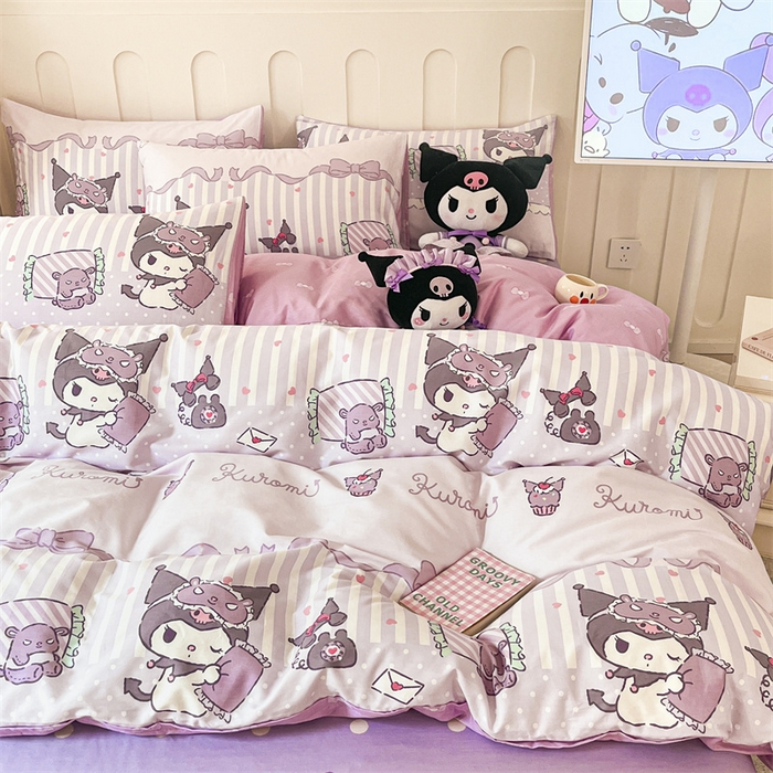 91家纺网 家纺一手货源 找家纺 呗旺鹿 2024新款三丽鸥系列全棉四件套 软萌库洛米