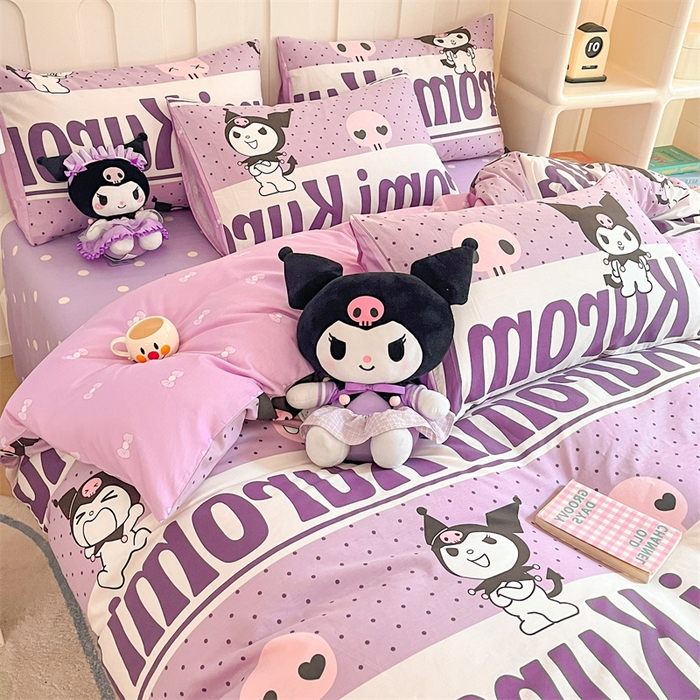 91家纺网 家纺一手货源 找家纺 呗旺鹿 2024新款三丽鸥系列全棉四件套 库洛米之星