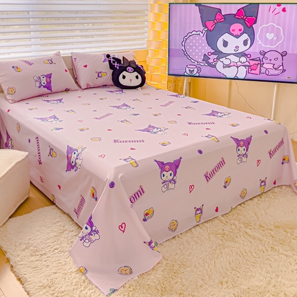 91家纺网 家纺一手货源 找家纺 金丝鸟家纺 2024新款全棉三丽鸥系列床单 荷包蛋