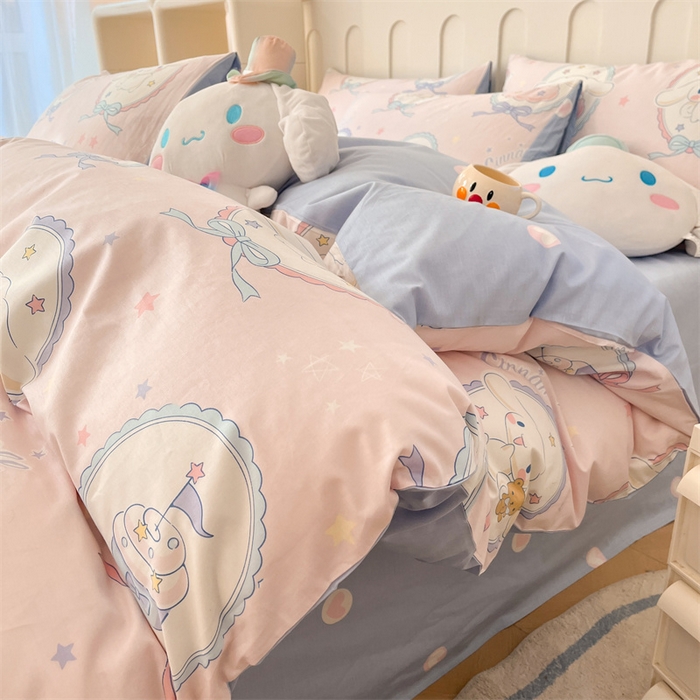 91家纺网 家纺一手货源 找家纺 呗旺鹿 2024新款三丽鸥系列全棉四件套 甜品派对