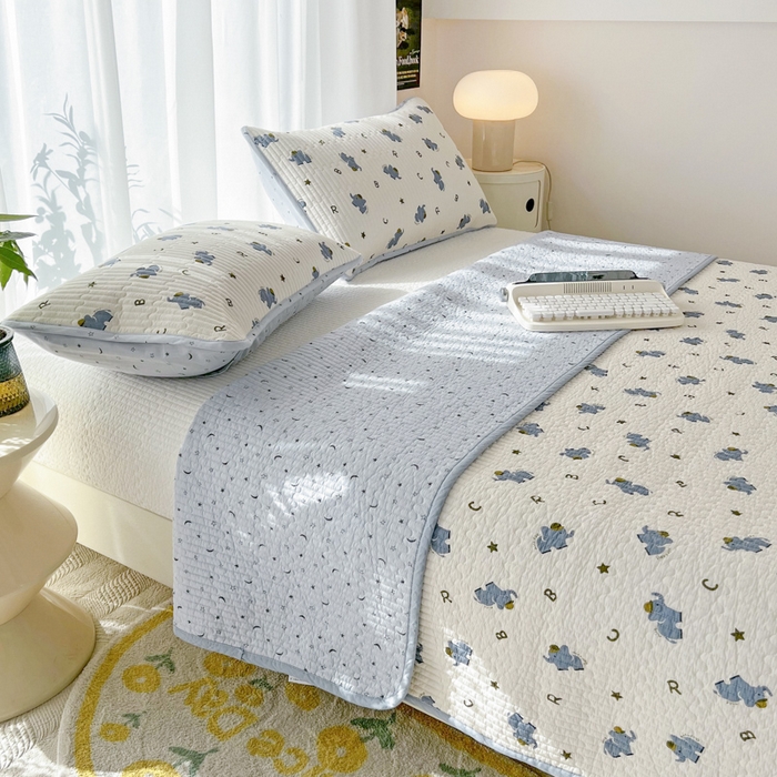 91家纺网 家纺一手货源 找家纺 茉夕家纺 2024新款纯棉斜纹13372双面纯棉床盖 蓝象北鼻