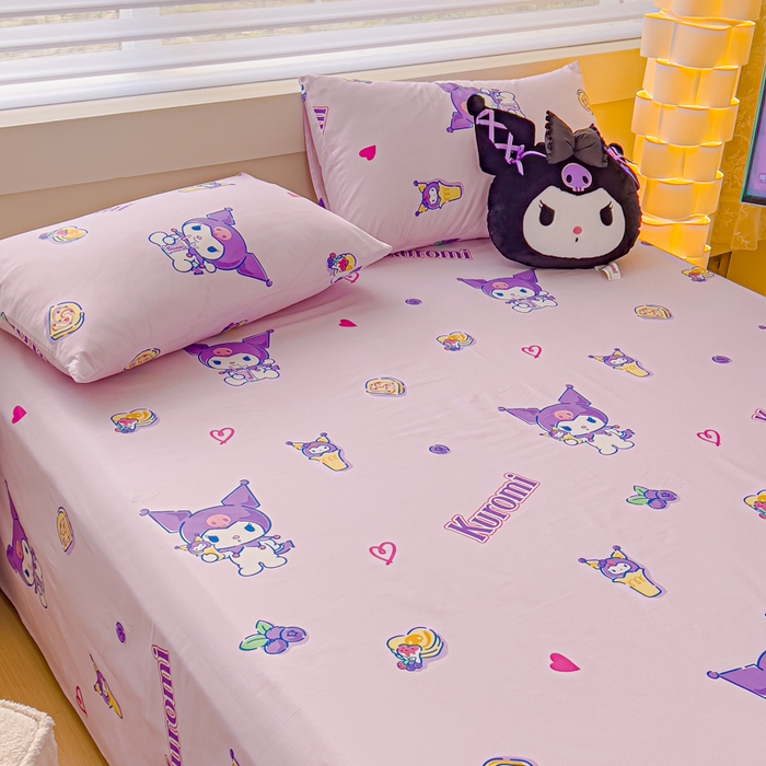 91家纺网 家纺一手货源 找家纺 金丝鸟家纺 2024新款全棉三丽鸥系列床单 荷包蛋