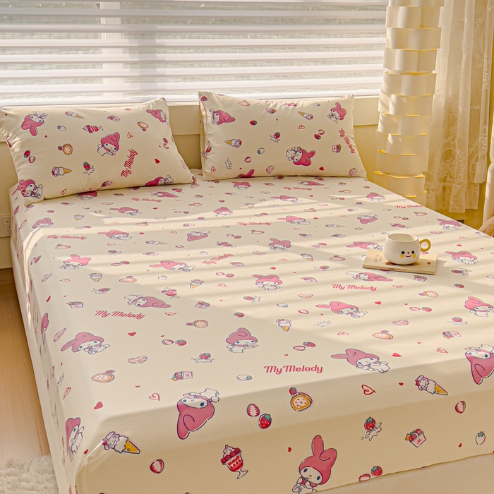 91家纺网 家纺一手货源 找家纺 金丝鸟家纺 2024新款全棉三丽鸥系列床笠 甜心小兔