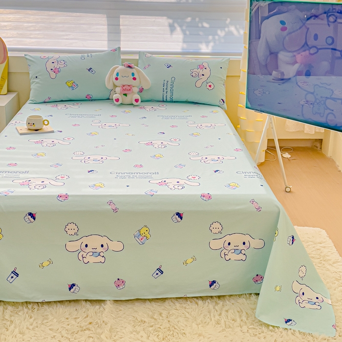 91家纺网 家纺一手货源 找家纺 金丝鸟家纺 2024新款全棉三丽鸥系列床单 甜品狗