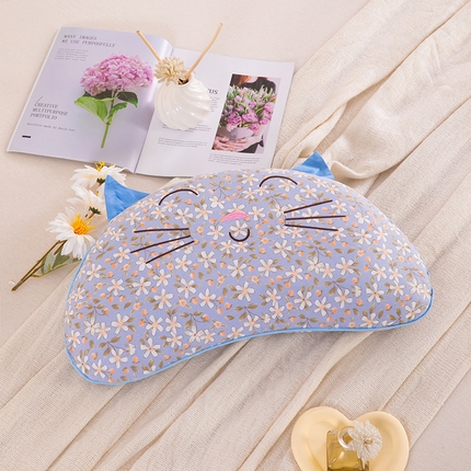 枕之坊 2025新款微笑猫咪荞麦枕头枕芯 蓝色猫咪30*55一只