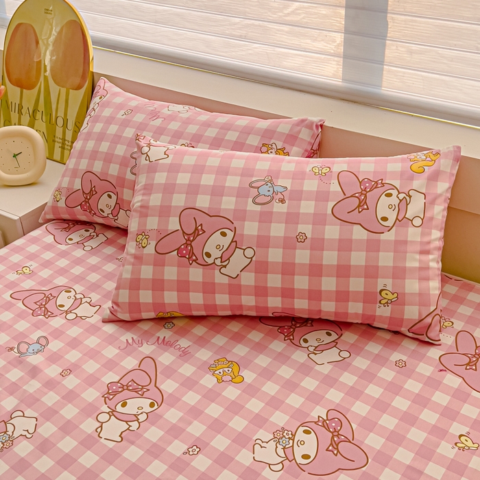 91家纺网 家纺一手货源 找家纺 金丝鸟家纺 2024新款全棉三丽鸥系列床单 田格兔