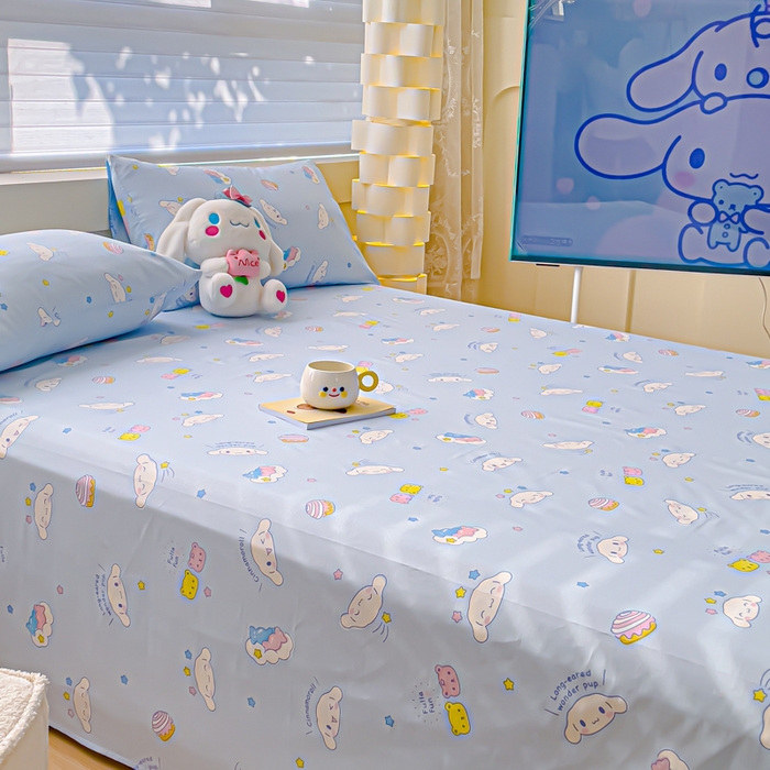 91家纺网 家纺一手货源 找家纺 金丝鸟家纺 2024新款全棉三丽鸥系列床单 白云狗