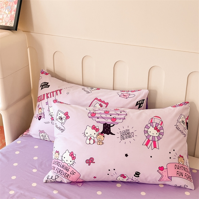 91家纺网 家纺一手货源 找家纺 呗旺鹿 2024新款三丽鸥系列全棉四件套 KT派对