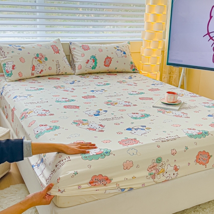 金丝鸟家纺 2024新款全棉三丽鸥系列床笠 花园kt