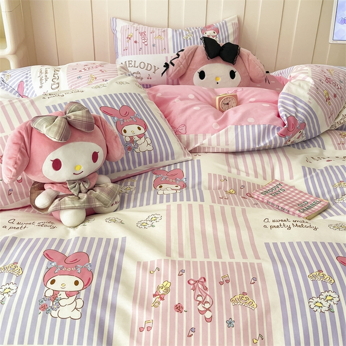 91家纺网 家纺一手货源 找家纺 呗旺鹿 2024新款三丽鸥系列全棉四件套 甜宝美乐蒂