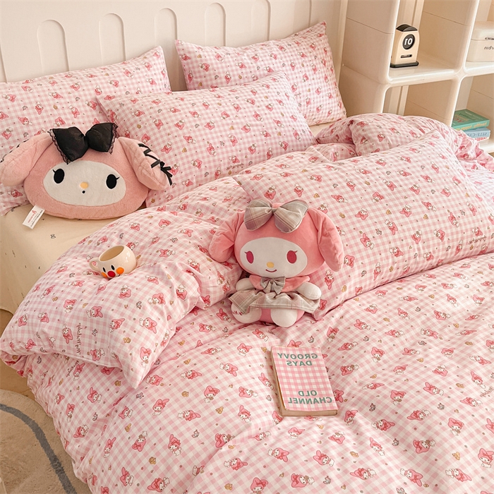 91家纺网 家纺一手货源 找家纺 呗旺鹿 2024新款三丽鸥系列全棉四件套 小小美乐蒂