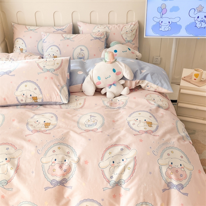 91家纺网 家纺一手货源 找家纺 呗旺鹿 2024新款三丽鸥系列全棉四件套 甜品派对