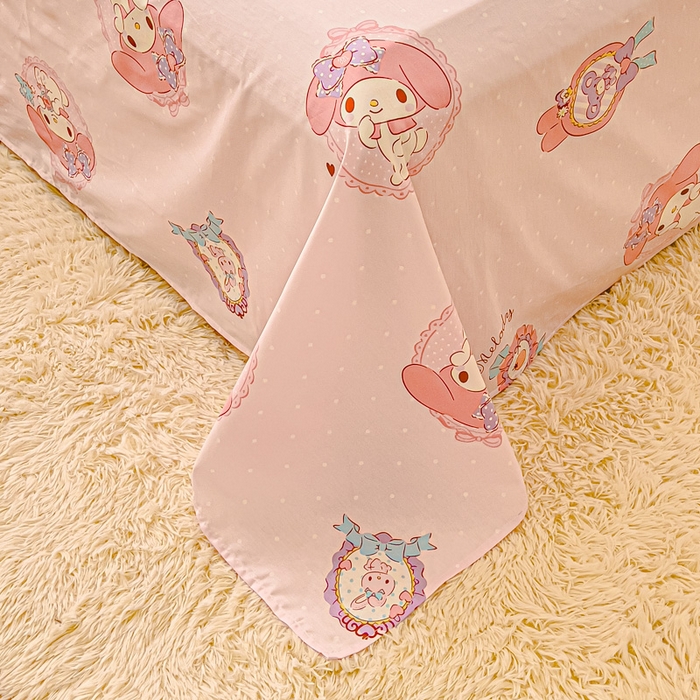 91家纺网 家纺一手货源 找家纺 金丝鸟家纺 2024新款全棉三丽鸥系列床单 糖果兔